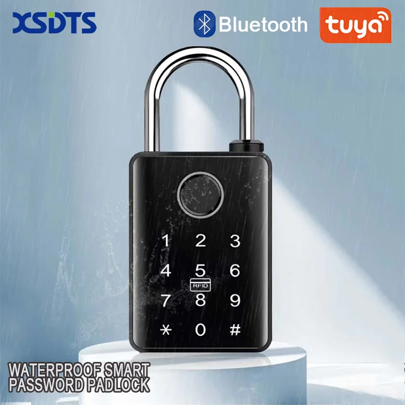 XSDTS Tuya Passwort Bluetooth Vorhängeschloss RFID IC Karte Schlüssel Home Security Wasserdicht Schrank Elektronische Tasche Gepäck Vorhängeschloss Image