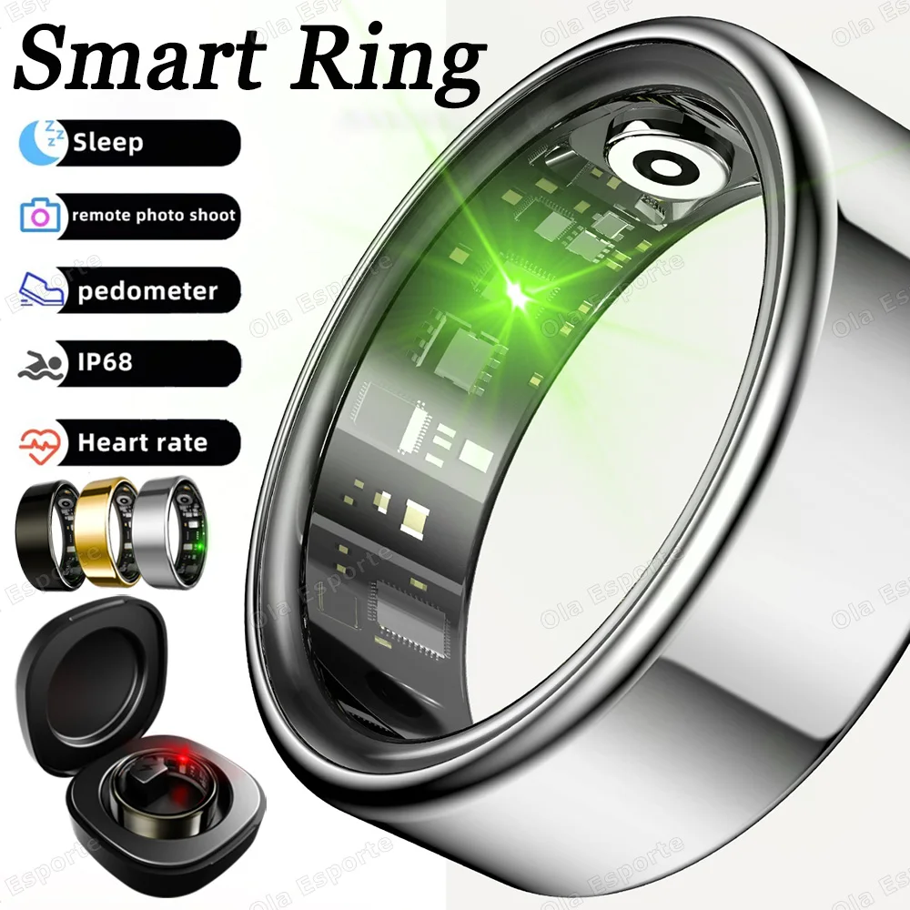 Smart Ring Männer Frauen Herzfrequenz Blutdruck Schlaf Monitor Motion Tracking IP68 Wasserdicht Smartring Urlaub Geschenk Android IOS Image