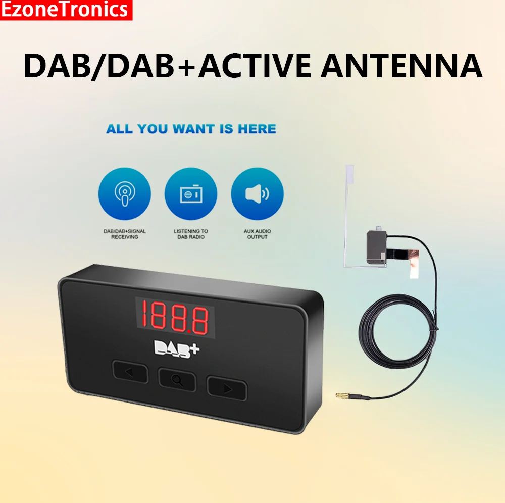 Ezonetronics DAB DAB+ Antenne mit USB-Adapter, europäisches Android-Autoradio, GPS-Stereo-Empfänger, Player für Universal-Signalkopf Image