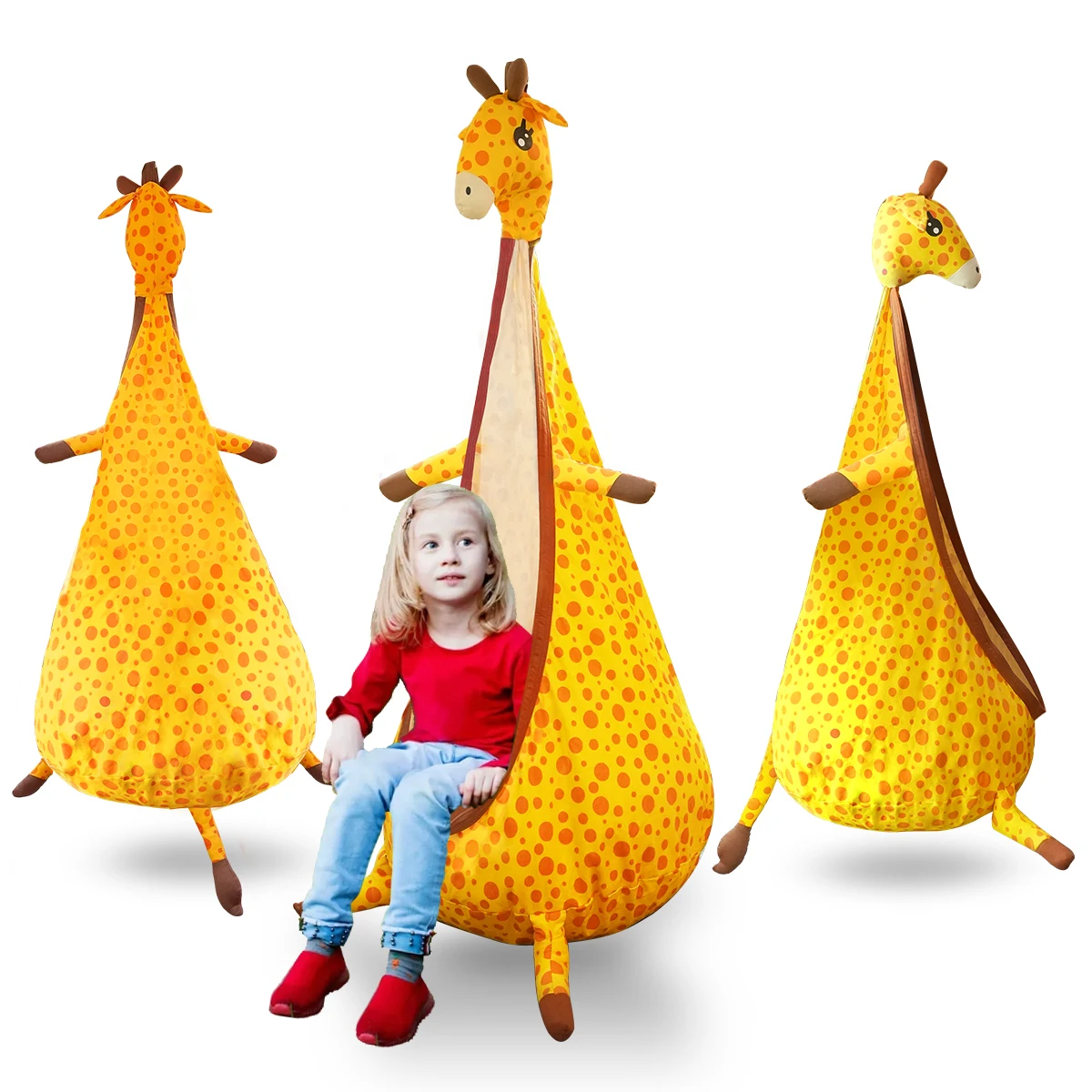 VATOS Kids Pod Schaukelstuhl Giraffe Pod Hängemattenstuhl Hängeschaukelsitz für Kinder Erwachsene Indoor Outdoor Schaukelstuhl Spielzeug Image