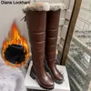 Schwarz Pelz Schnee Stiefel Frauen Winter frauen Hohe Stiefel Plattform Sexy Chunky Heels PU Leder Casual Warme Winter Schuhe Frau