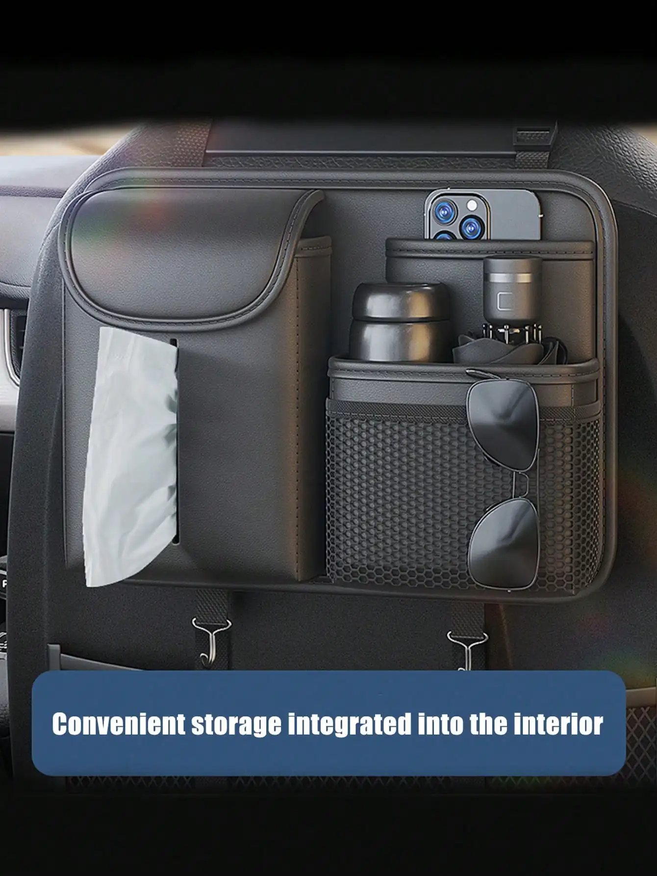 1 Stück Aufbewahrungstasche für die Rückenlehne des Autositzes, multifunktionale Hängetasche für die Rückenlehne des Autositzes, Aufbewahrungsartefakt für den Autoinnenraum, Taschentuchbo Image