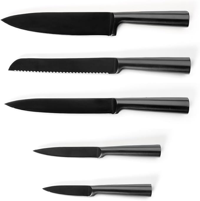 Messerset aus Edelstahl 5teilig, schwarz Image