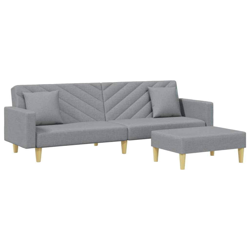 vidaXL Schlafsofa 2-Sitzer mit Kissen und Fußhocker Hellgrau Stoff Image