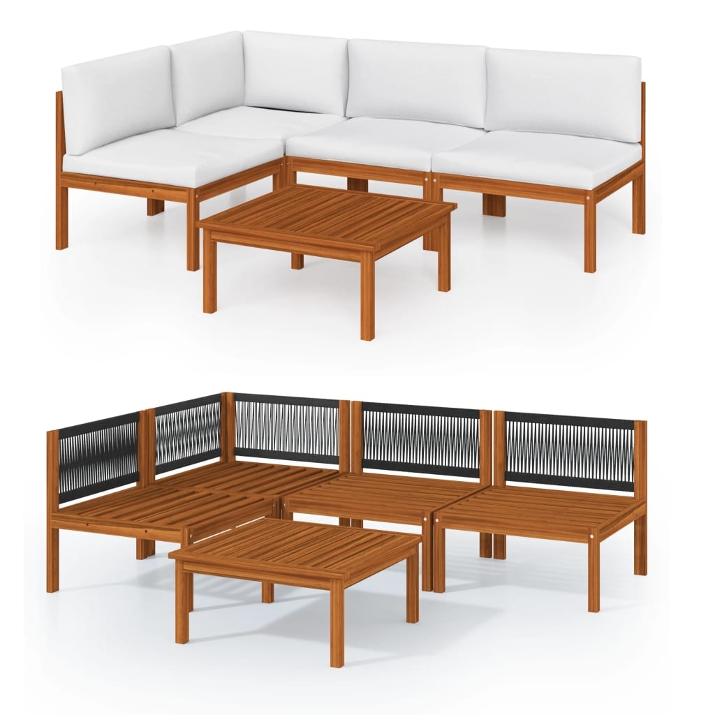 vidaXL 5-teiliges Garten-Lounge-Set mit Kissen Creme 63 x 63 cm Image