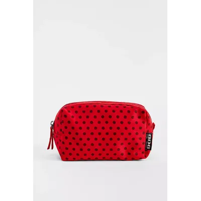 BDG Polka Dot Canvas Makeup Bag - Red ALL at Urban Outfitters