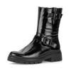 Bikerboots GABOR "FLORENZ", Damen, Gr. 40, schwarz, Lackleder, glänzend, modisch, Schuhe, Blockabsatz, Stiefelette mit einer Schafthöhe von 21 cm, G-Weite