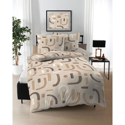 Bettwäsche KAEPPEL "Elements", braun (cappuccino), B/L: 135cm x 200cm, , Feinbiber, B/L: 80cm x 80cm, Feinbiber, Obermaterial: 100% Baumwolle, Bettwäsche Image