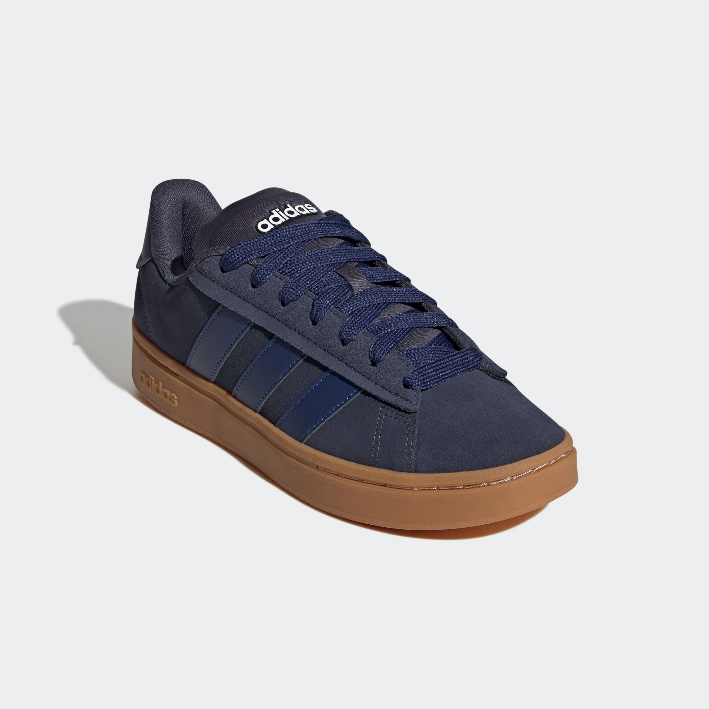Sneaker ADIDAS SPORTSWEAR "GRAND COURT ALPHA", Herren, Gr. 44,5, lila (shadow navy, schwarz lila, gum10), Leder, Synthetik, Schuhe Sneaker, Design inspiriert vom adidas Campus 00