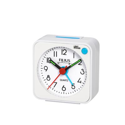 Quarzwecker FILIUS ZEITDESIGN, weiß, Wecker, Wecker, Reisewecker, Schlafzimmer, Leuchtzeiger,schleichende Sekunde