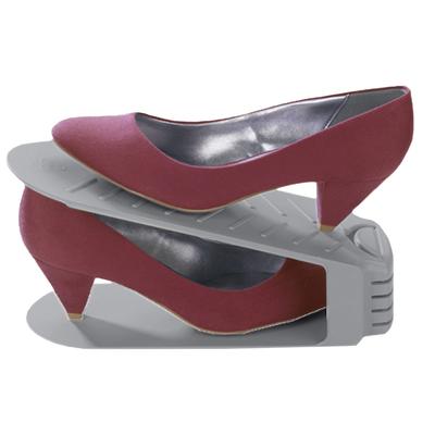 Schuhstapler MAXIMEX "4er", grau, B:10cm H:12,8cm T:26cm, Kunststoff, Schuhständer, Kleiderschrank-Zubehör Schrank-Zubehör, Schuhhalter, 50 % mehr Platz im Schuhschrank, Kunststoff, 4-teilig Image