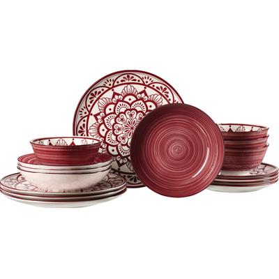 Tafelservice RITZENHOFF & BREKER "Doha", rot (burgund), 16 tlg., Porzellan, Geschirr-Sets, aus Porzellan für 4 Personen Image