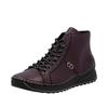 Schnürboots RIEKER, Damen, Gr. 41, lila (brombeere), Lederimitat, unifarben, modisch, Schuhe, Schnürstiefelette, High Top Sneaker, Plateauboots mit Profilsohle