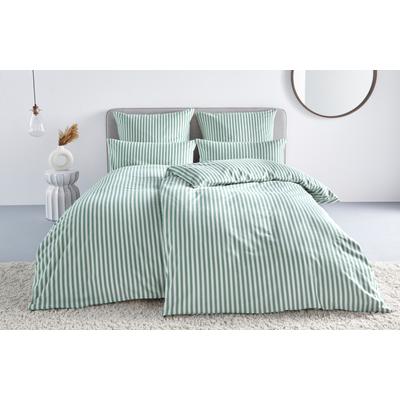 Bettwäsche "Linnea", grün (jade), B/L: 155cm x 220cm, , Flanell, B/L: 80cm x 80cm, Flanell, Obermaterial: 100% Baumwolle, LEGER HOME BY LENA GERCKE, Bettwäsche, aus 100% Baumwolle, Streifendesign Image