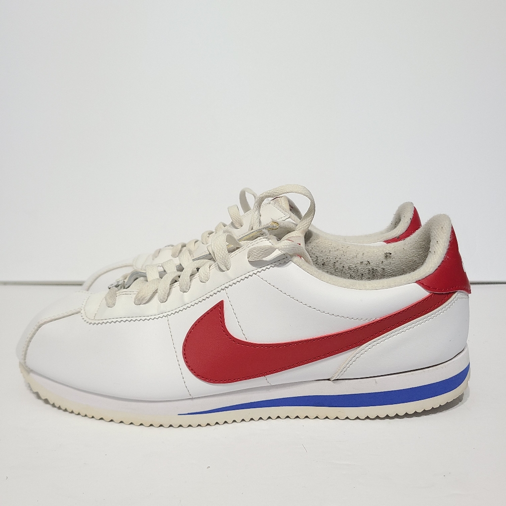 Nike Shoes | B35 Nike Cortez Basic Forrest Gump Mens 13 Shoes White Red Leather Sneakers | Color: White | Size: 13