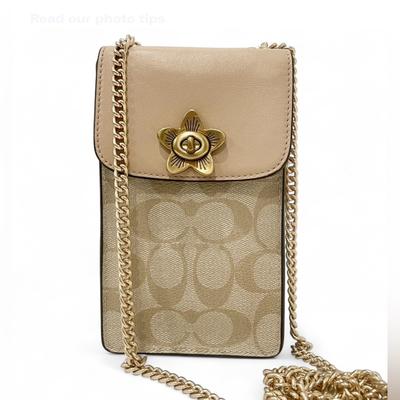 Coach Bags | Coach Phone/Cardholder In Signature Canvas Light Khaki/Beechwood | Color: Gold/Tan | Size: Os