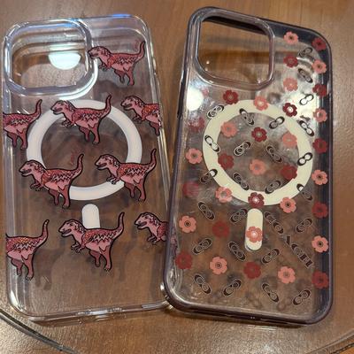 Coach Cell Phones & Accessories | Coach Iphone 13/ 14 Pro Max Pink Dinosaur And Floral Phone Case Set | Color: Pink/White | Size: Os