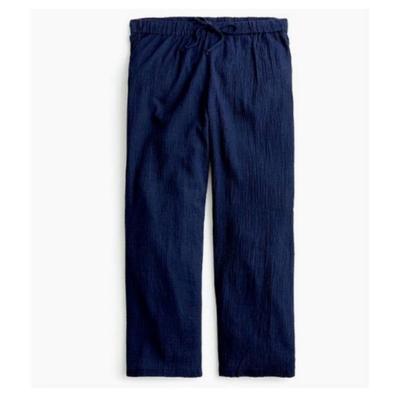 J. Crew Pants & Jumpsuits | J. Crew Drapey Crinkle-Cotton Beach Pant Navy Xs Wide Leg Minimalist Fisherman | Color: Blue | Size: Xs