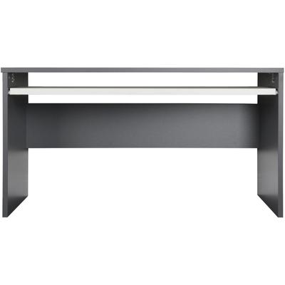 Schreibtisch VOGL MÖBELFABRIK "Barrie mit 2-farbigem Tastaturauszug", grau (grafitgrau), B:137cm H:73cm T:67cm, Tische, in 2 Breiten, 2,5 cm Tischplattenstärke, Made in Germany Image