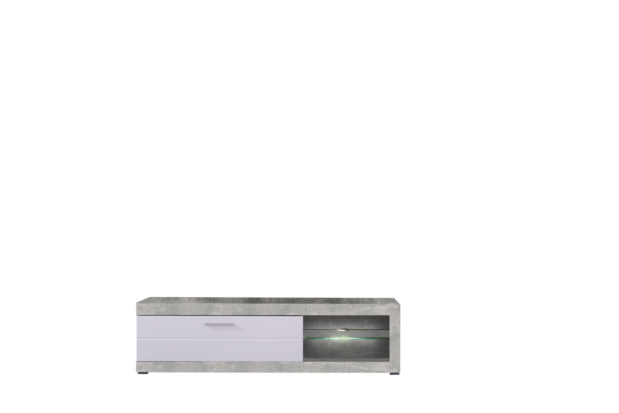 Lowboard INOSIGN "Remo TV-Kommode", beton, weiß hochglanz, B:160cm H:45cm T:34cm, FSC-zertifizierter Holzwerkstoff, Sideboards, Kommode mit LED-Beleuchtung, Breite 160 cm