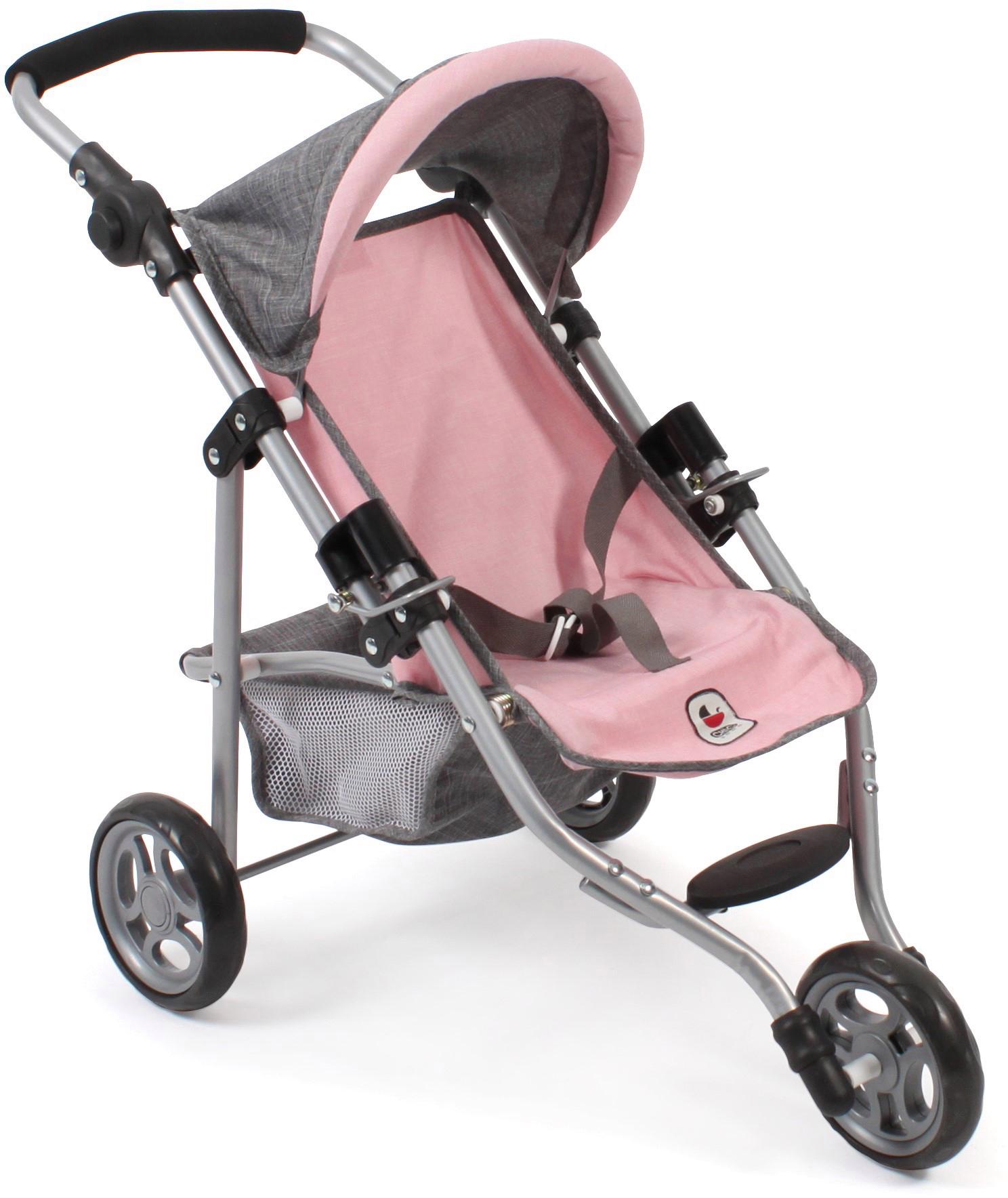 Puppenbuggy CHIC2000 "Jogging-Buggy Lola", bunt (melange grau, rosa), Puppenwagen, KinderB:33cm H:57cm T:70cm, Kunststoff, Metall, Stoff, mit klappbarem Verdeck, B:33cm H:57cm T:70cm
