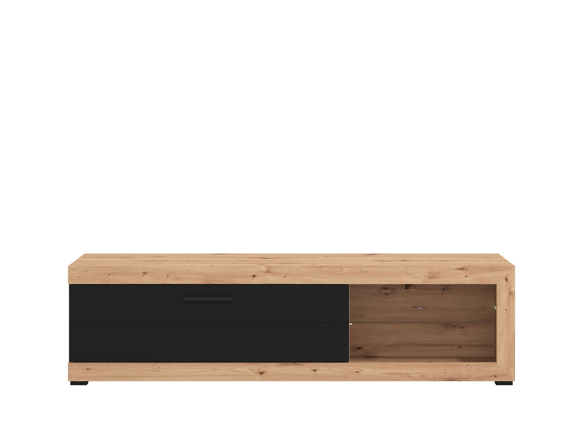 Lowboard INOSIGN "Remo TV-Kommode", artisan eiche, scharz matt, B:160cm H:45cm T:34cm, FSC-zertifizierter Holzwerkstoff, Sideboards, Lowboard, TV-Kommode mit LED-Beleuchtung, Breite 160 cm Image
