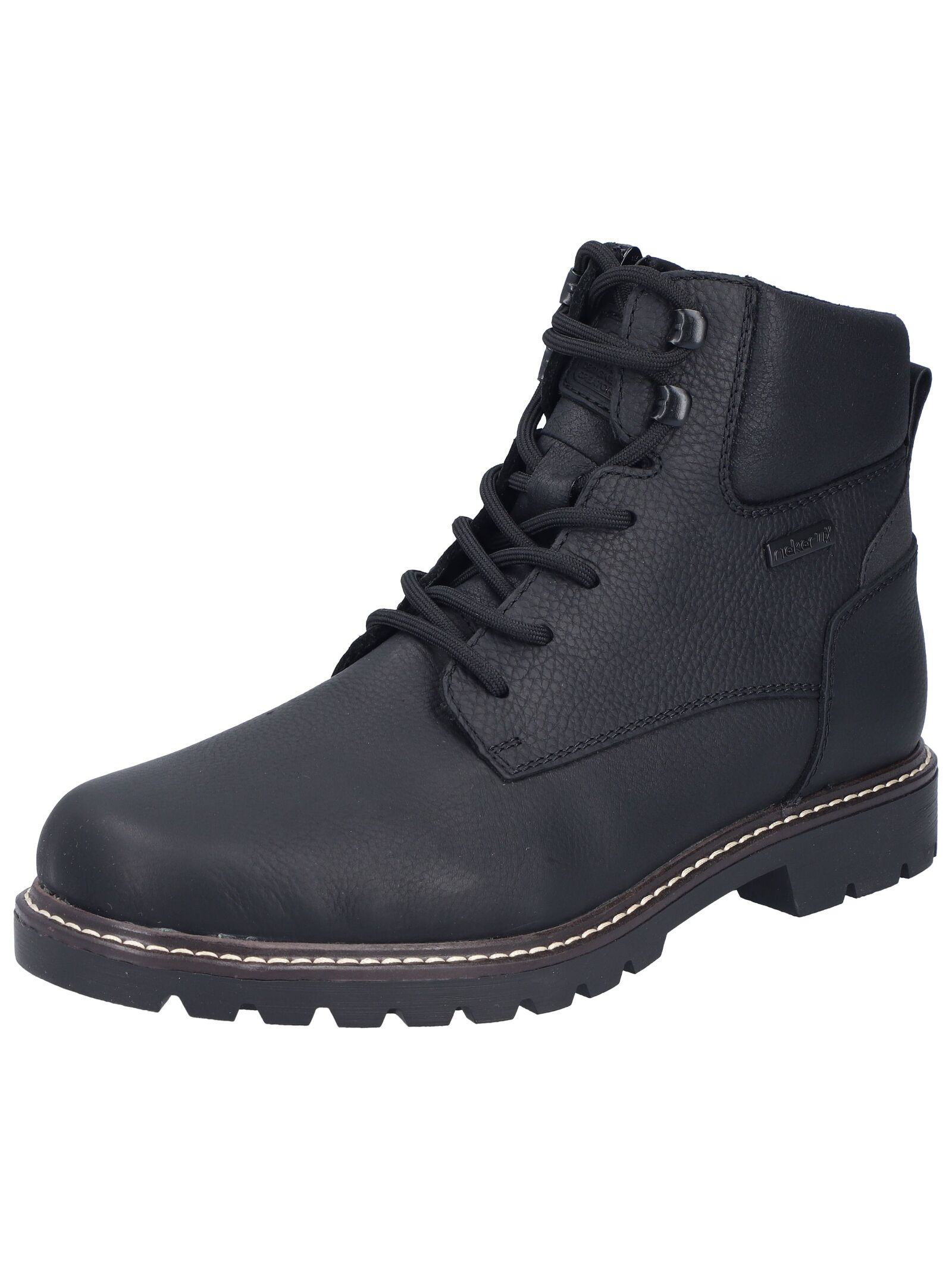 Schnürstiefelette RIEKER "Rieker Stiefelette Glattleder", Herren, Gr. 46, schwarz, Glattleder, Casual, Schuhe
