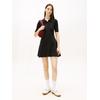 Polokleid TOMMY JEANS "TJW F&F SWEATER POLO MINI DRESS", Damen, Gr. XL (42), N-Gr, schwarz, Jersey, Obermaterial: 80% Baumwolle, 20% Polyamid, unifarben, casual, kurz, Kurzarm, Kleider