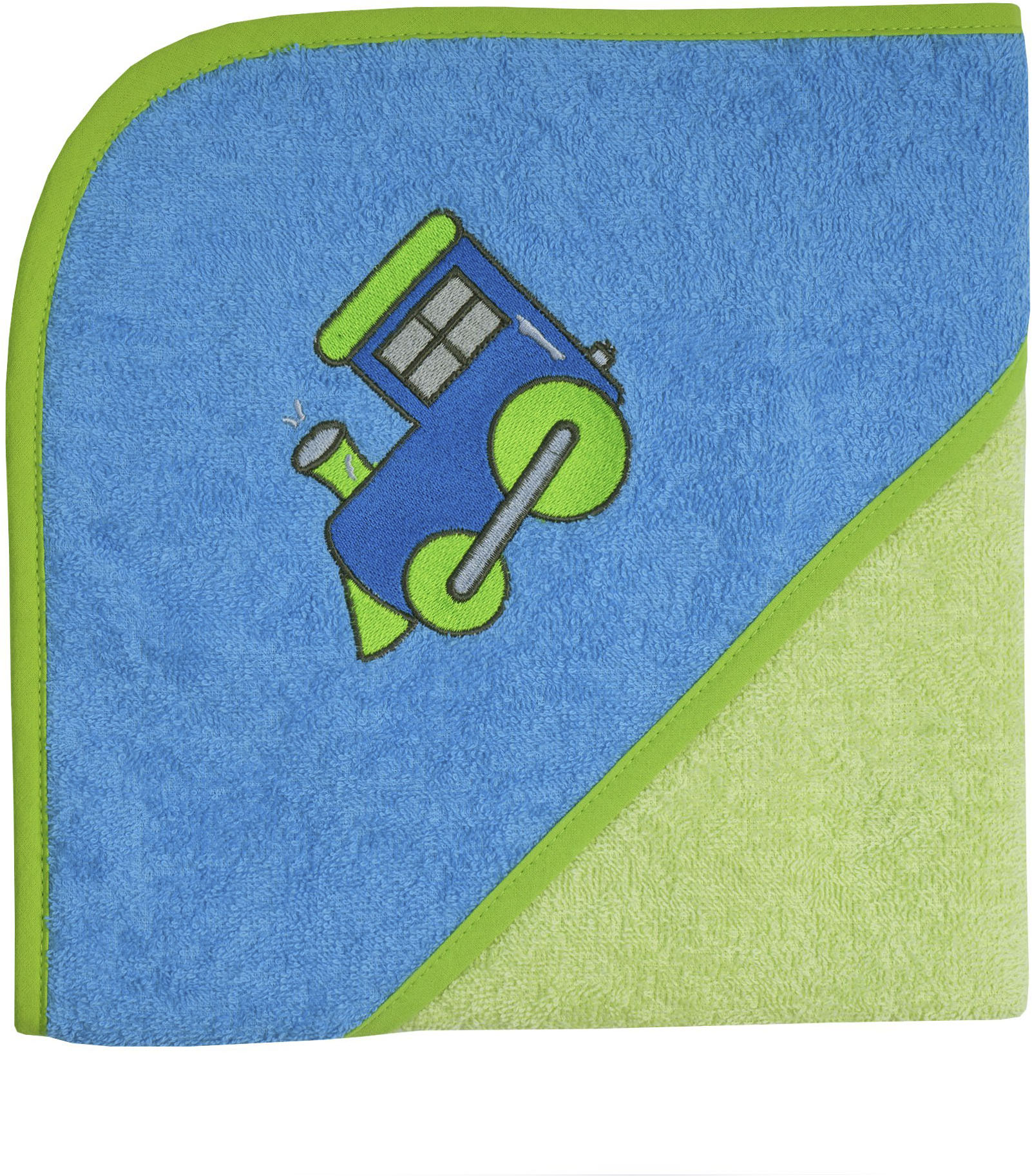 Kapuzenhandtuch WÖRNER "Lok", limone, ozean, B:80cm L:80cm, Frottee, Frottee, Handtücher, mit Kapuze, maschinenwaschbar, trocknergeeignet