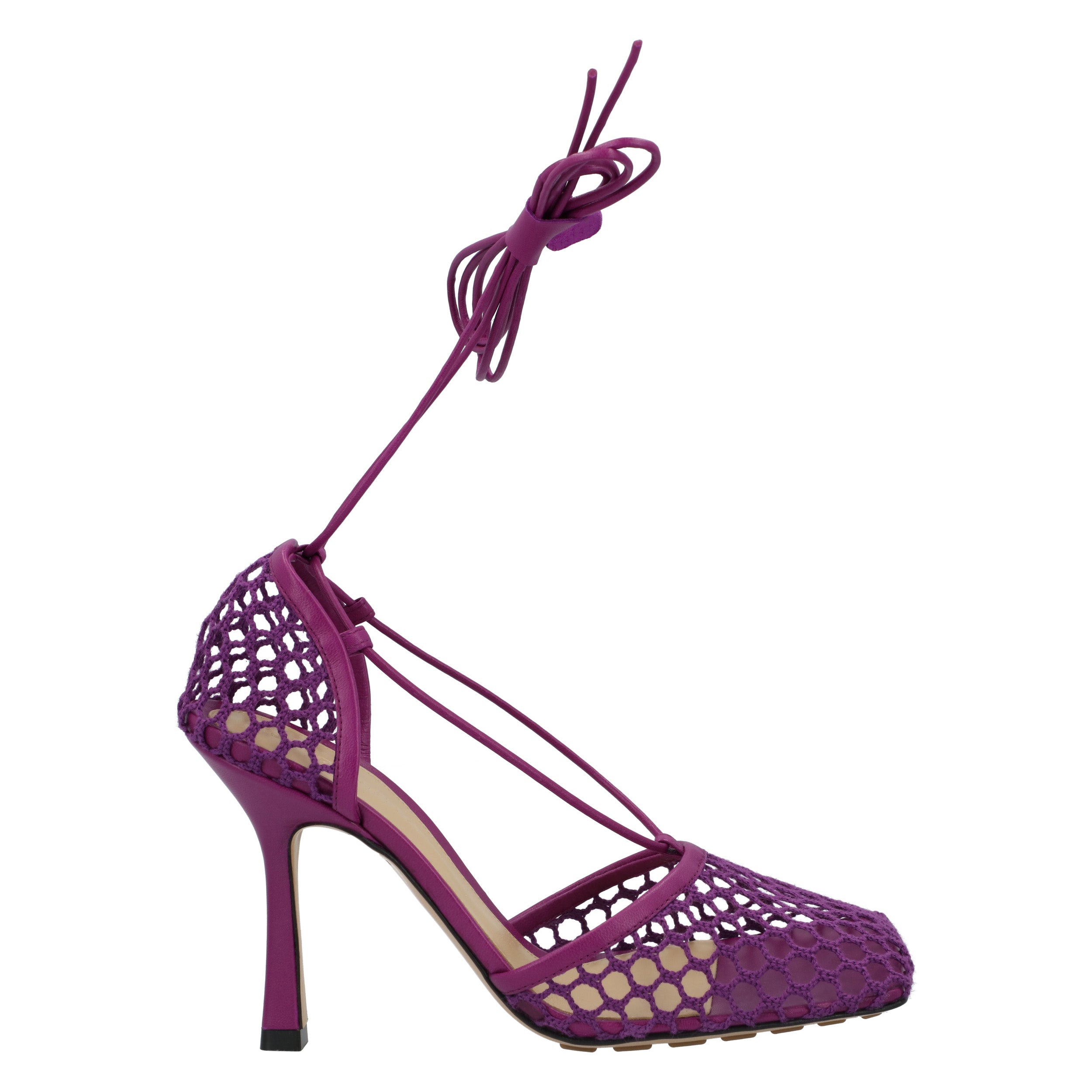 Bottega Veneta Stretch-Lace-Up-Sandalette lila