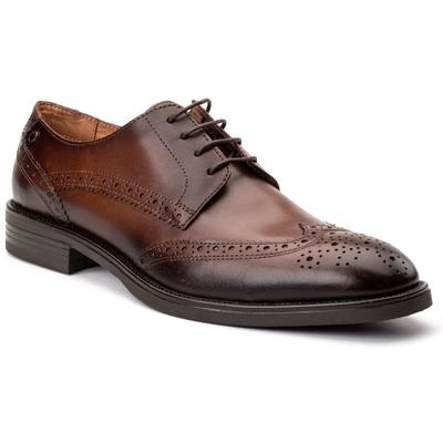 Base London Herren Braun Brogues Schuhe aus Leder mit Tasche Image
