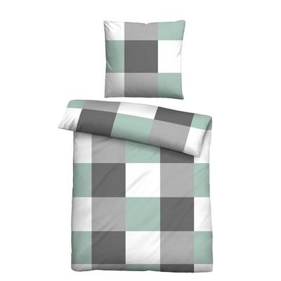 Castell Thermo-Fleece Bettwäsche karo mint, 1x 135x200 cm + 1x 80x80 cm