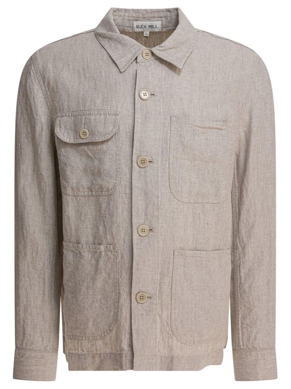 Linen Work Jacket Jackets And Coats Beige