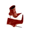 Rote Glitter Leder Zipper Stiefel Dünne High Heel Spitz Mode Sexy Kühlen 2025, Sommer Große Größe Frau Schuhe Zapatillas Mujer