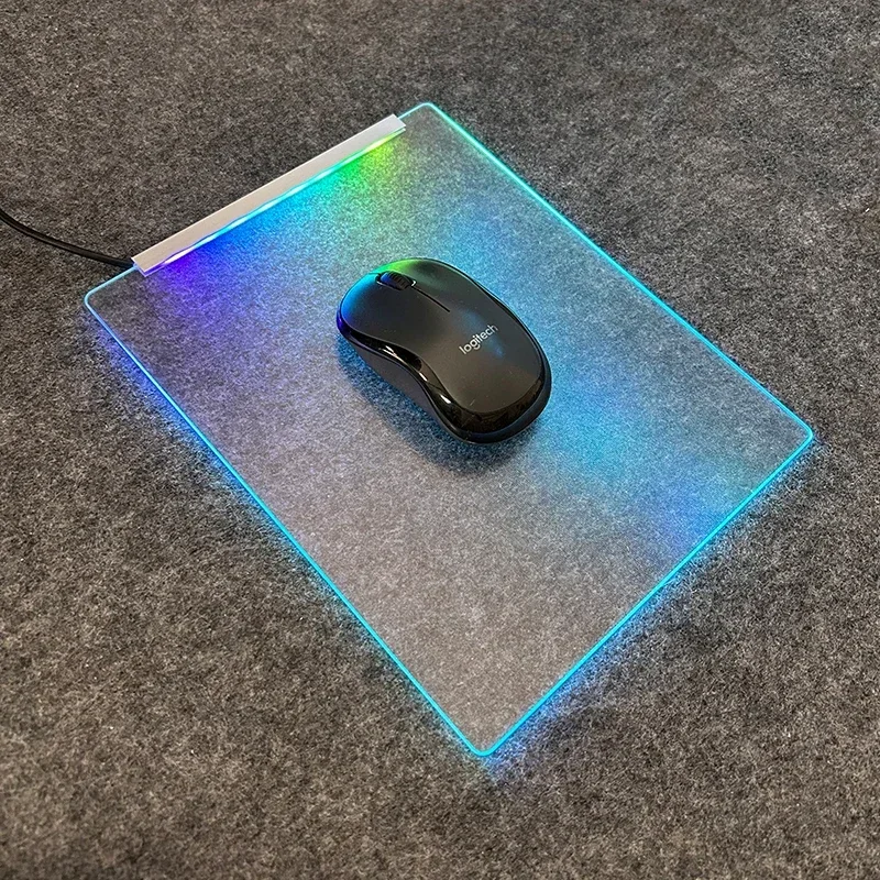 Echome Mauspad aus gehärtetem Glas, individuelles RGB-Spiel, Esports-Mauspad, mattierte Photovoltaik-Lumineszenz-Schreibtischunterlage, Gaming-PC-Zubehör Image