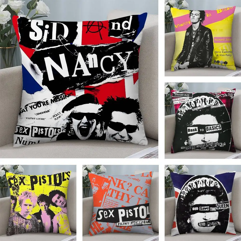 S-Sex p-pistols Rock Band Kissenbezug, quadratisch, doppelseitig bedruckt, Kissenbezug für Sofa, Zuhause, Schlafzimmer, Dekoration, Geschenk Image