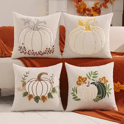 1PC Halloween Dekoration Wurf Kissenbezug Kürbis Stickerei Cord Herbst Thanksgiving Ernte Home Dekoration Wohnzimmer Image