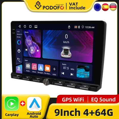 Podofo 2din CarPlay Android Radio 9" Universally Physical Buttons Car Radio Intelligent System GPS Stereo For Nissan Toyota Kia