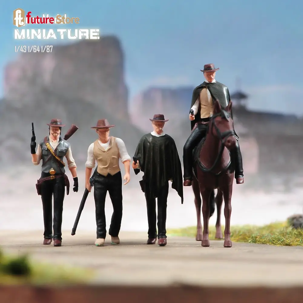 Miniaturfigur 1/87 1/64 1/43 1/24 1/18 Wildnis Western Cowboy 3D Diorama Modell Miniatur Kreative Szene Requisiten Dekor Image