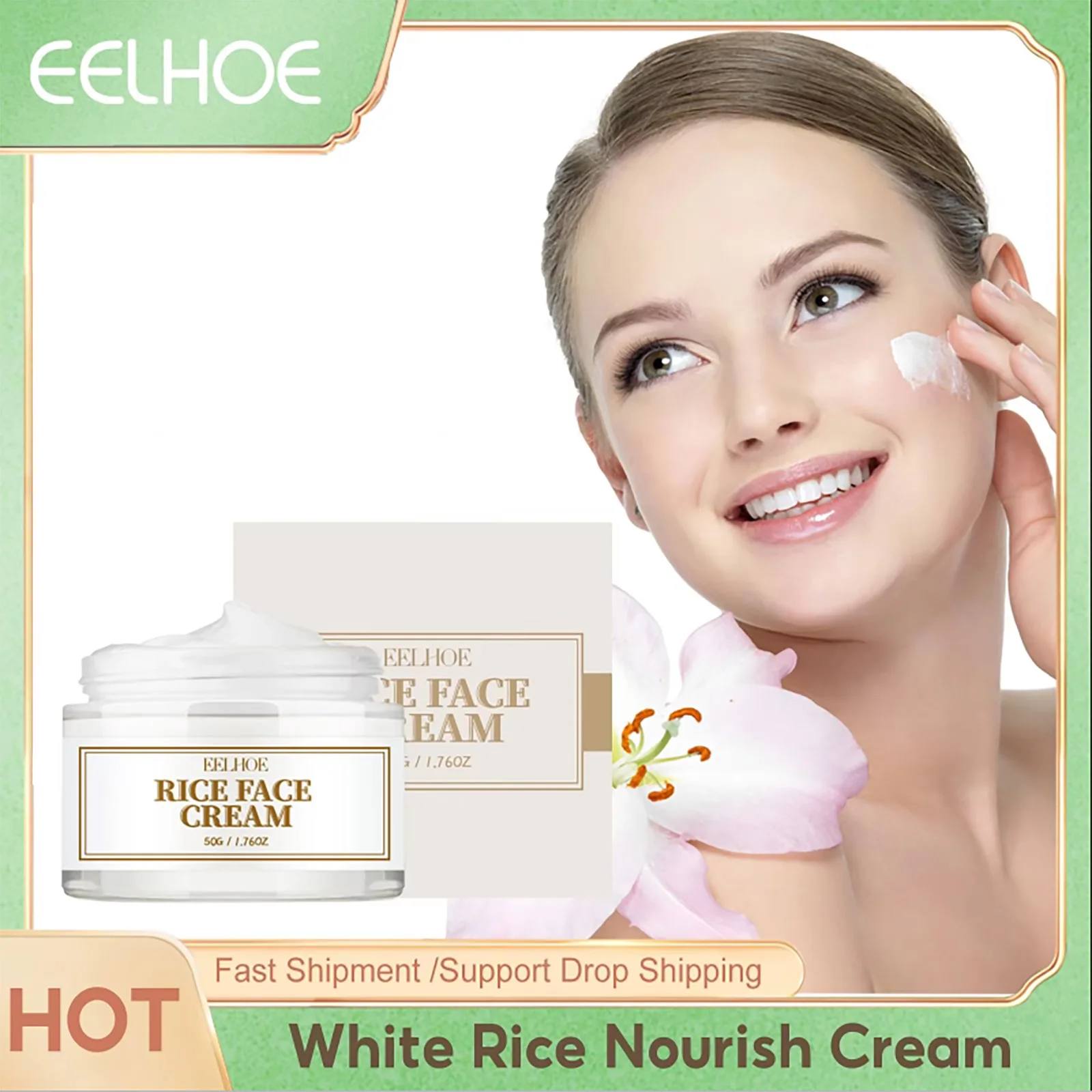White Rice Nourish Cream Deeply Moisturize Fade Fine Lines Lighten Dark Spots Freckle Anti Melanin Firmness Whitening Face Cream Image
