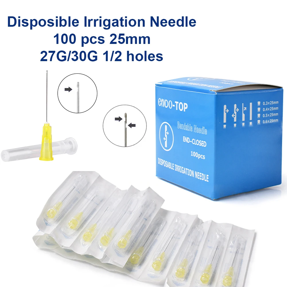 JNSUR 27G/30G Endodontie-Irrigator-Spitzen, 100 Stück, Einzelpackung, Bewässerungsnadeln, 25 mm, Einweg-Wurzelkanal-Reinigung, Zahnmedizin Image