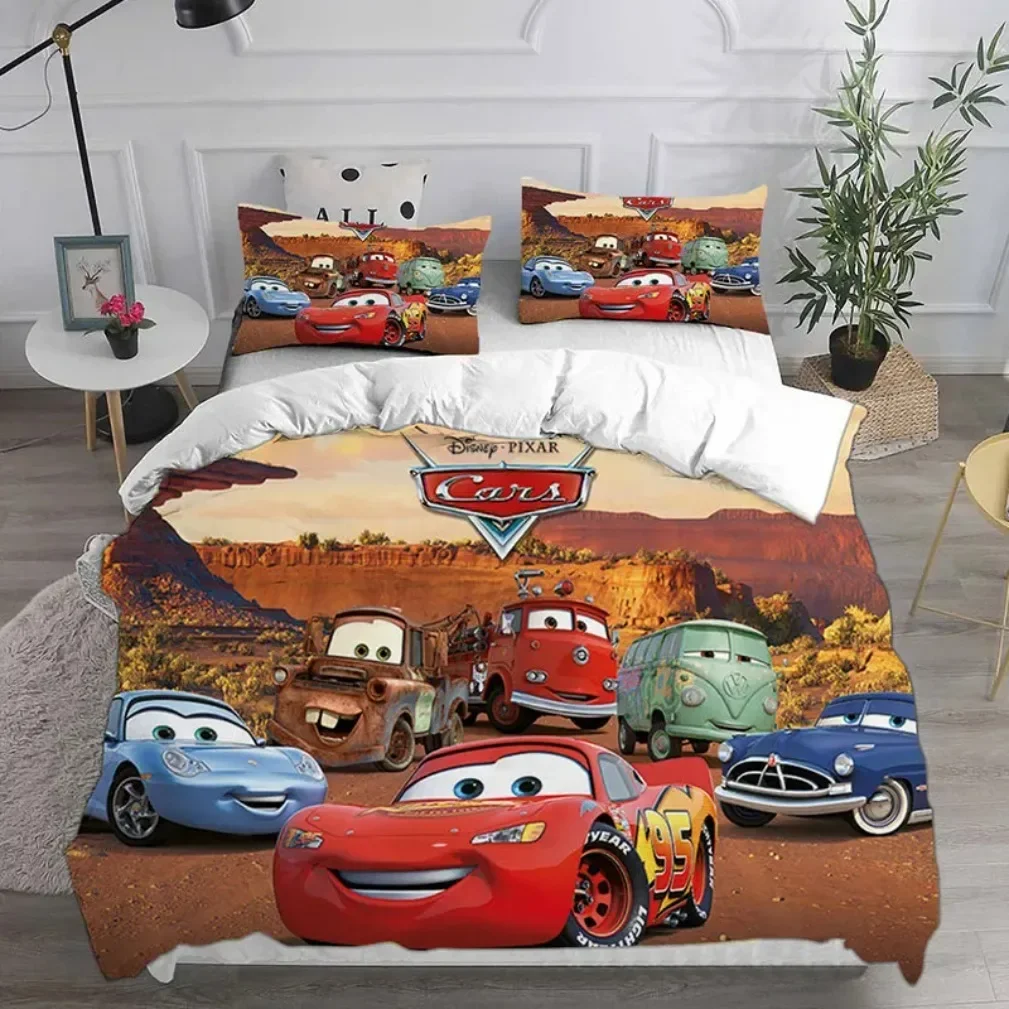 Disney nouvelles voitures ensemble de literie, housse de couette de voiture de dessin animé rouge, ensembles de literie Lightning McQueen garçon literie linge de lit cadeau enfants