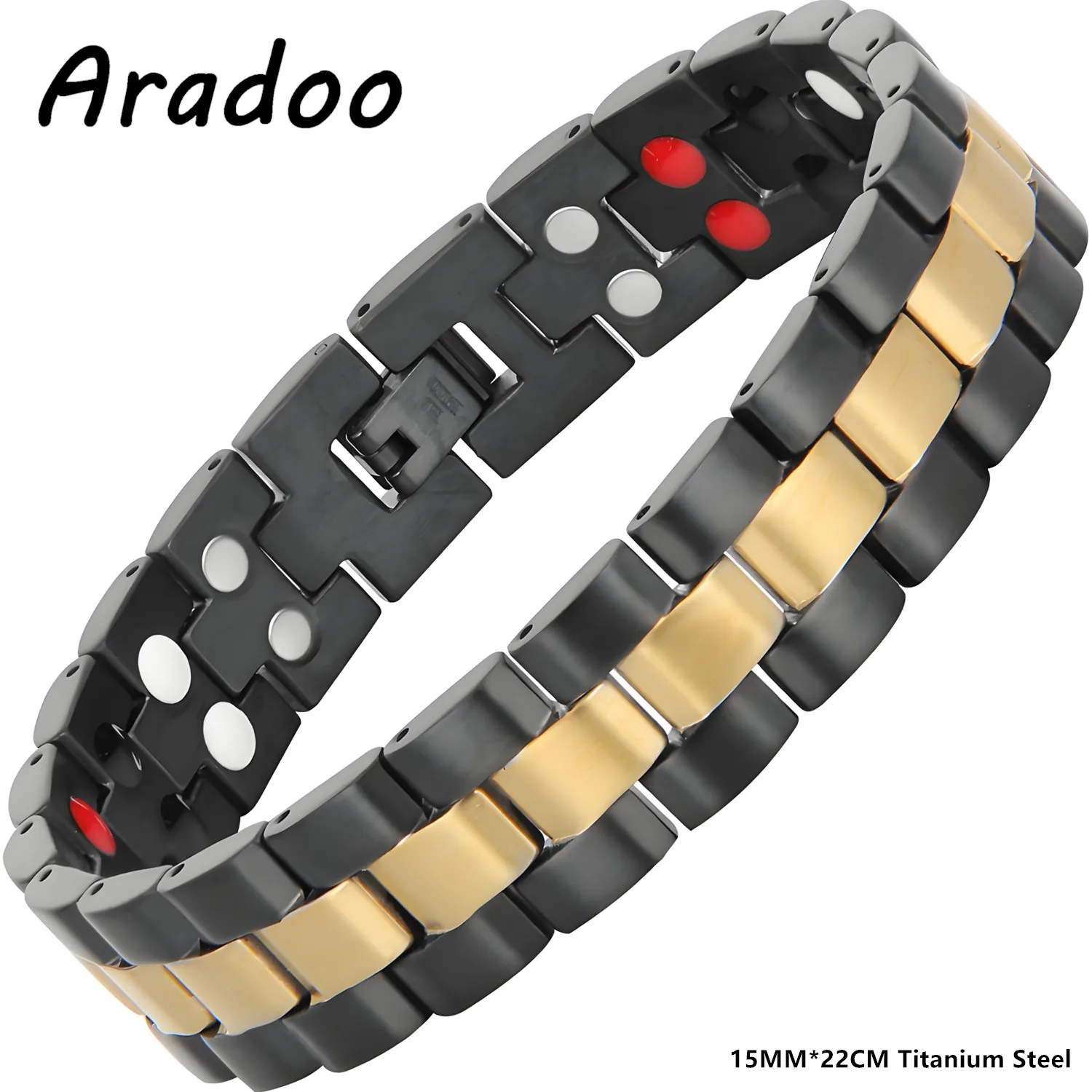 ARADOO Titan-Stahl-Armband für Herren, schlichtes quadratisches Muster-Design, Power-Armband, Schmuck, Geschenke Image