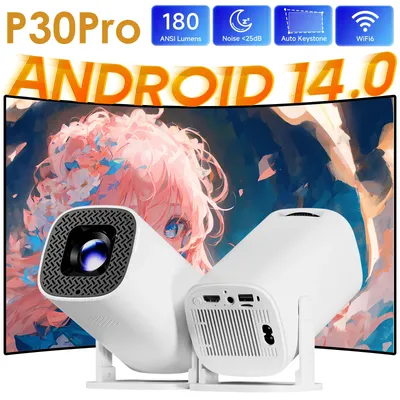 HONGTOP Android 14 P30PRO unterstützt 720p Screen Mirroring Smart Projektor 4K WiFi6 Smart Home Theater Outdoor Tragbarer Projektor Image