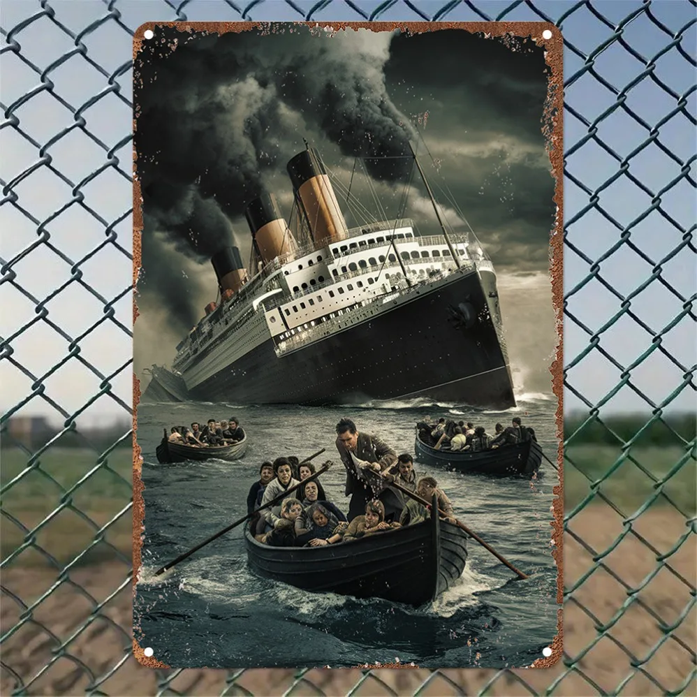 1 Stück Vintage Titanic Metallblechschild – 2D rustikale Aluminium-Wandkunst, wasserdicht und langlebig | Einfach zu hängende Dekoration für Zuhause