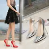Europäische Und Amerikanische Mode Professionelle Spitz Große-Größe Ferse Schuhe Dünne Ferse Modell Host Einzelnen Schuhe Weibliche Elegante