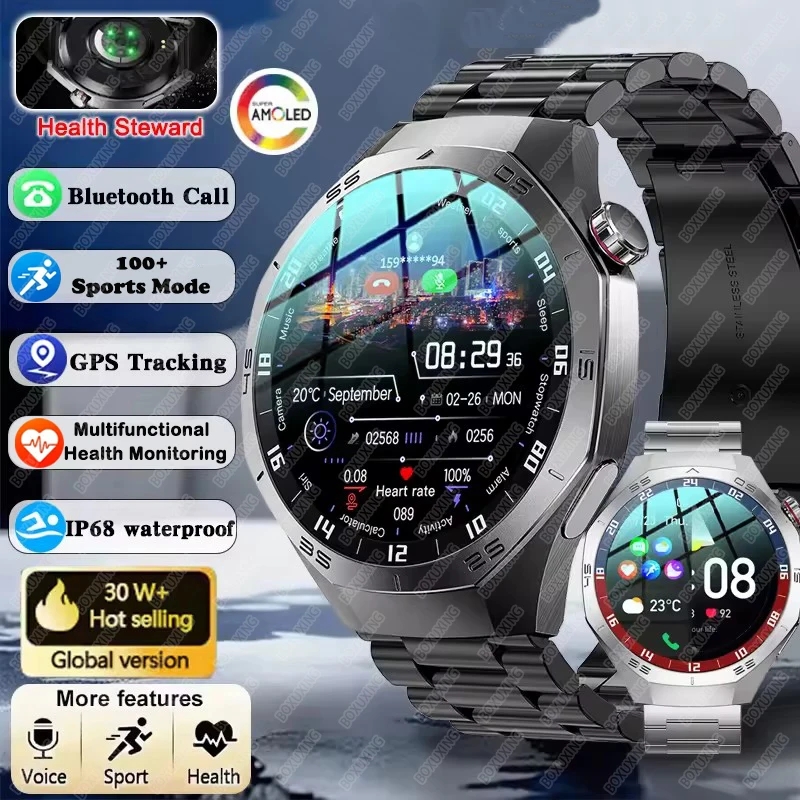 2026 neue BOXUXING S5 Smart Watch Männer HD AMOLED Bildschirm GPS Motion Flugbahn Herzfrequenz Bluetooth Anruf 1,52 "SmartWatch IP68 Uhr Image
