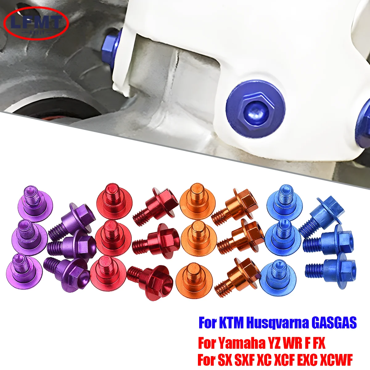 Für KTM GasGas SX SX-F XC XC-F EXC EXC-F XC-W XCF-W M6 * 12 Vorderradgabel Schutz Bolzen Schraube EX EC 125 250 300 350 450 500 CC 2000-2023 Image