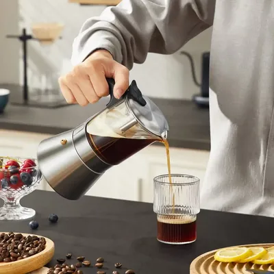 4/6/9Cup Coffee Maker Stainless Steel Espresso Maker Mocha Pot Espresso Maker For Home Kitchen Camping