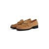 Loafer TOMMY HILFIGER "TH CHAIN FRINGE SUEDE LOAFER", Damen, Gr. 37, braun (camelfarben), Veloursleder, klassisch, Schuhe, Blockabsatz, Slipper, Businessschuh mit goldfarbener Logo-Zierkette